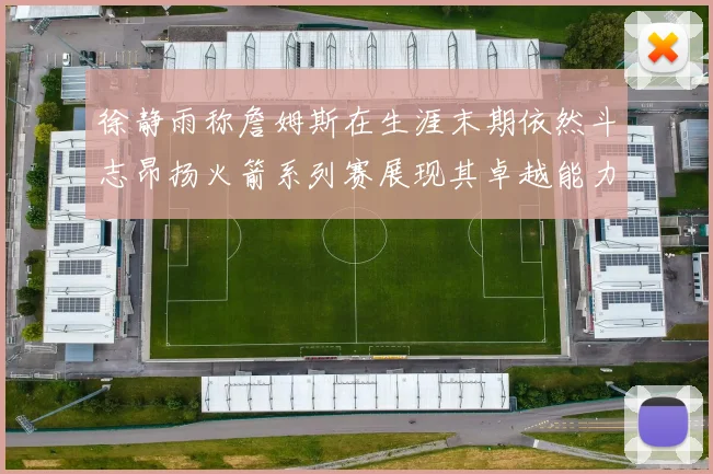徐静雨称詹姆斯在生涯末期依然斗志昂扬火箭系列赛展现其卓越能力